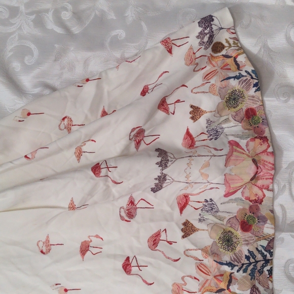 Thread Theory watercolor flamingo floral fit and flare dress - Picture 5 of 7